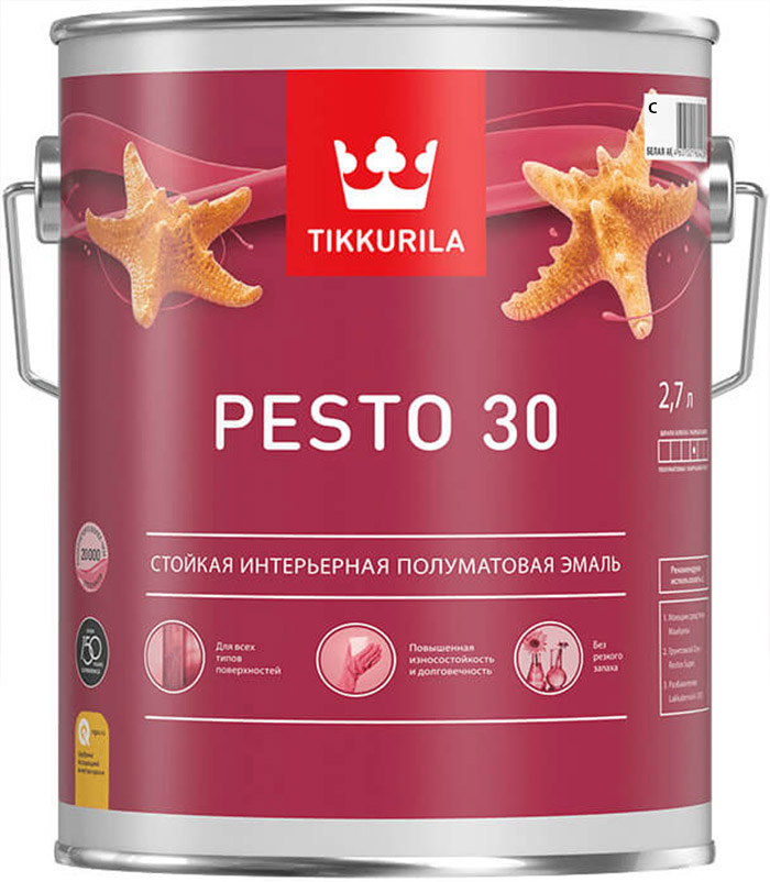 

TIKKURILA Pesto 10 base C под колеровку эмаль по металлу и дереву матовая (2,7л)