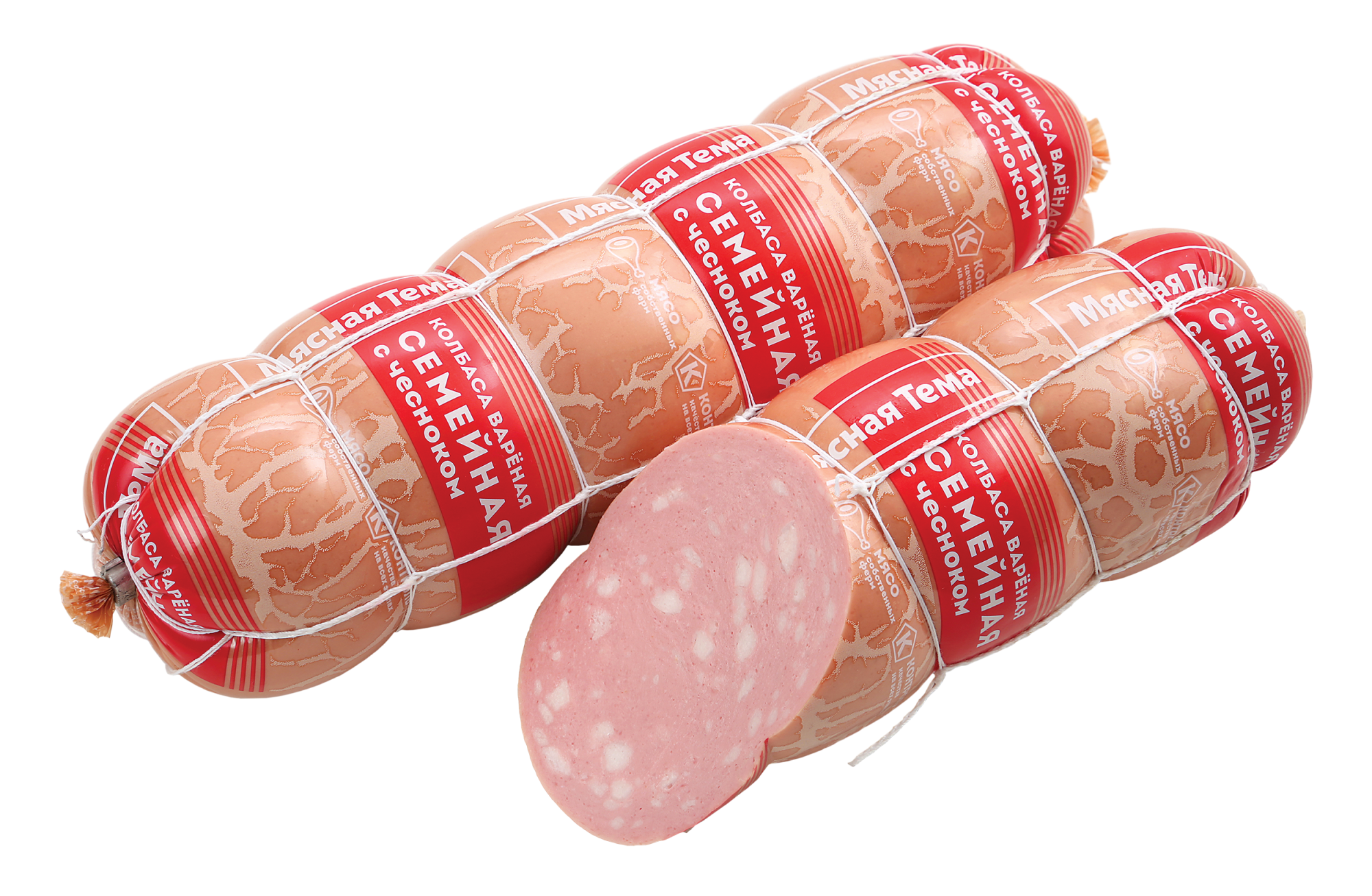 

Колбаса вареная Мясная тема Семейная с чесночком, 900 г