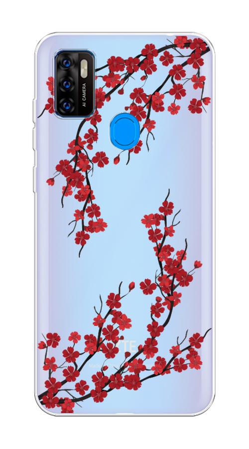 

Чехол на ZTE Blade A7s 2020 "Красная сакура", Красный;черный, 133950-2