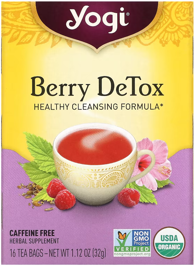 Чай в пакетиках Yogi Tea Berry DeTox Ягодная детоксикация без кофеина, 16 пакетиков