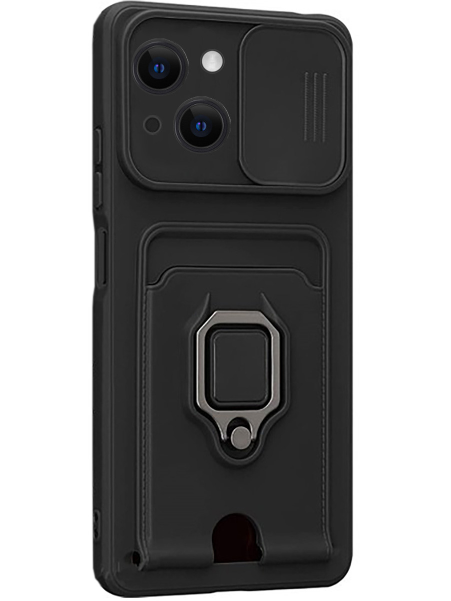 

Противоударный чехол на Apple iPhone 15 с защитой камеры и карманом черный, 775147813