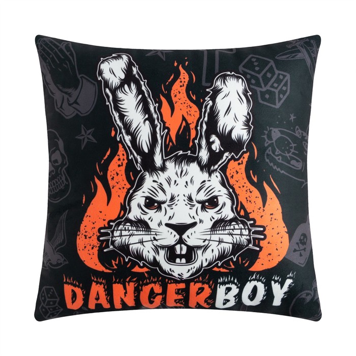 фото Подушка этель "danger boy", 40*40 см, 100% п/э, велюр nobrand