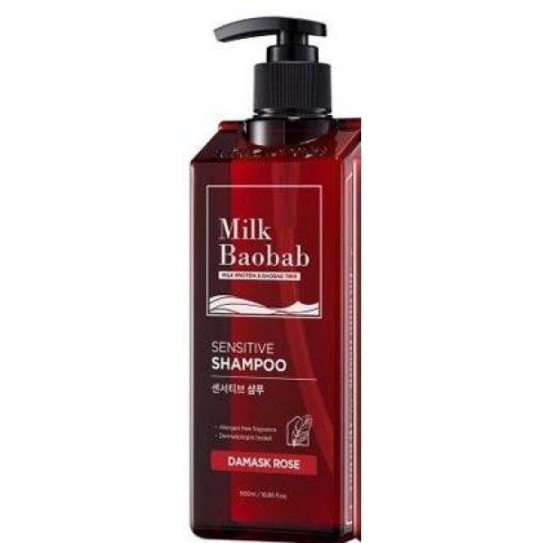 фото Бессульфатный и бессиликоновый шампунь milkbaobab sensitive shampoo damask rose milk baobab