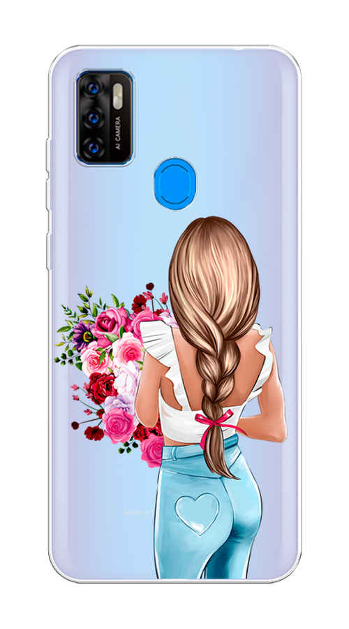 

Чехол на ZTE Blade A7s 2020 "Девушка с цветами", Коричневый;розовый;голубой, 133950-6