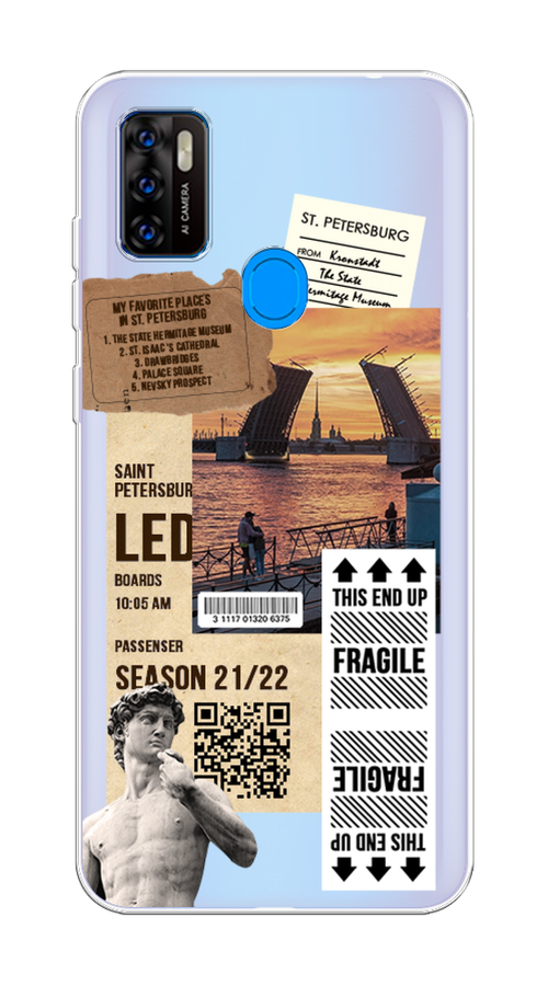 

Чехол на ZTE Blade A7s 2020 "Санкт-Петербург коллаж", Коричневый;бежевый;белый, 133950-6