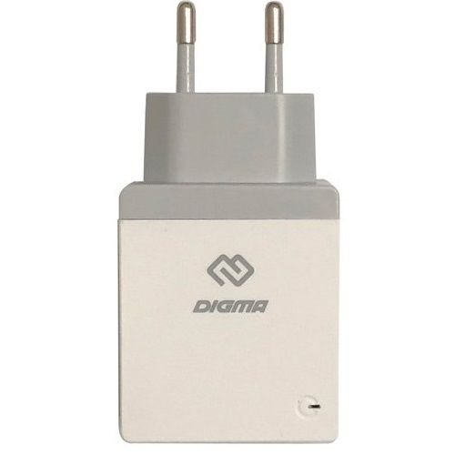 фото Сетевое зарядное устройство digma dgwc-2u-3a-wg, 2xusb, 3 a, white