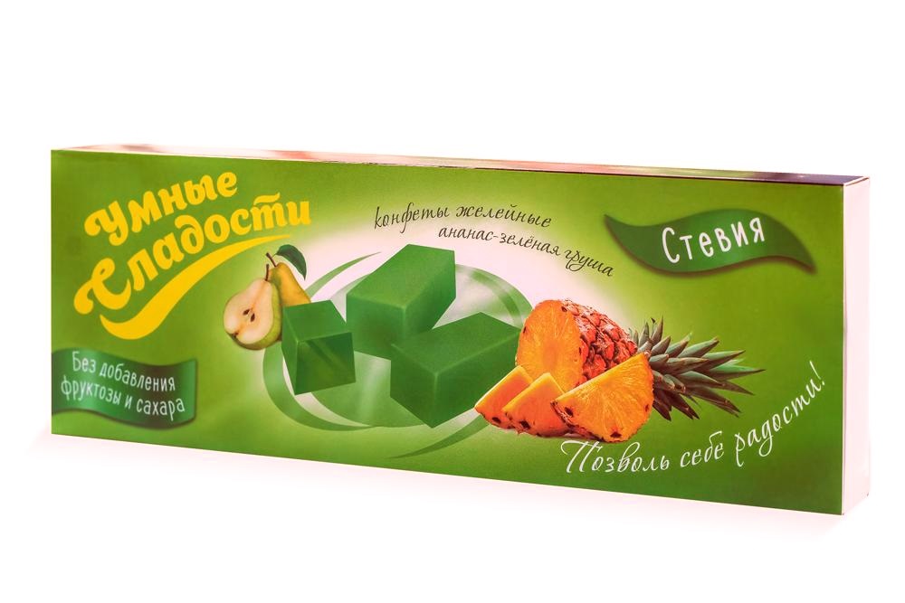 Конфеты Умные сладости желейные, со вкусом ананаса и зеленой груши, 90 г х 2 шт