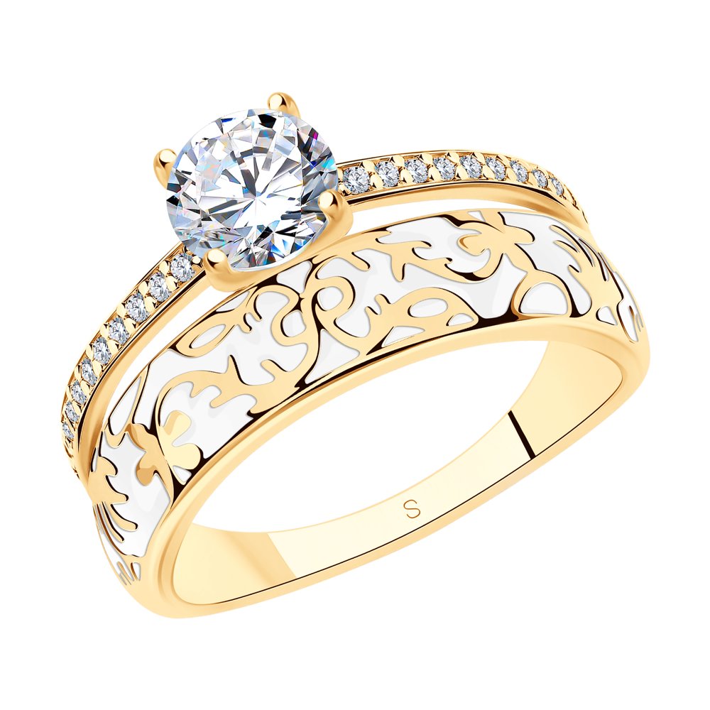 

Кольцо из серебра р. 19 SOKOLOV 93010322, фианит\эмаль, 93010322
