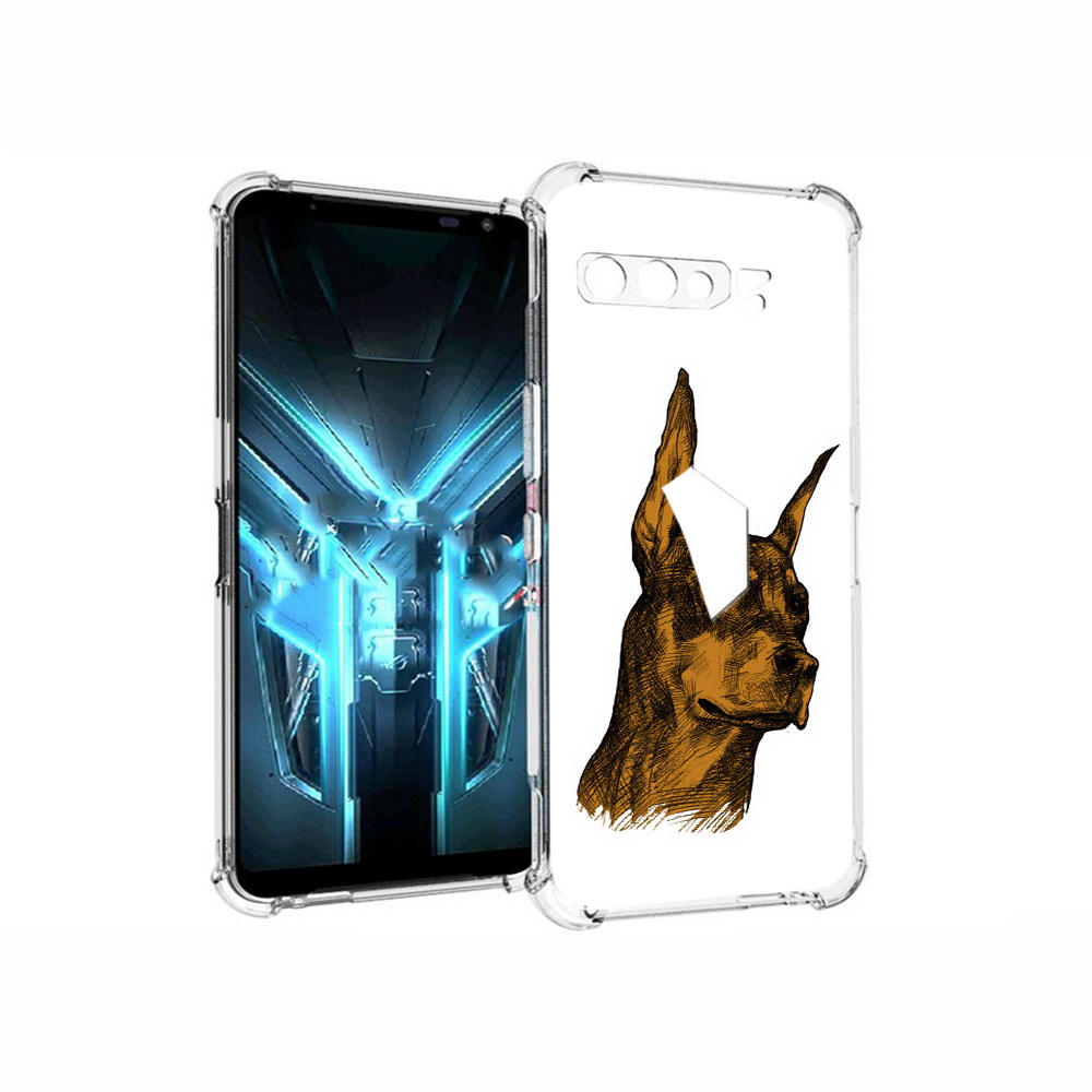 

Чехол MyPads Tocco для Asus ROG Phone 3 скетч доберман, Прозрачный, Tocco