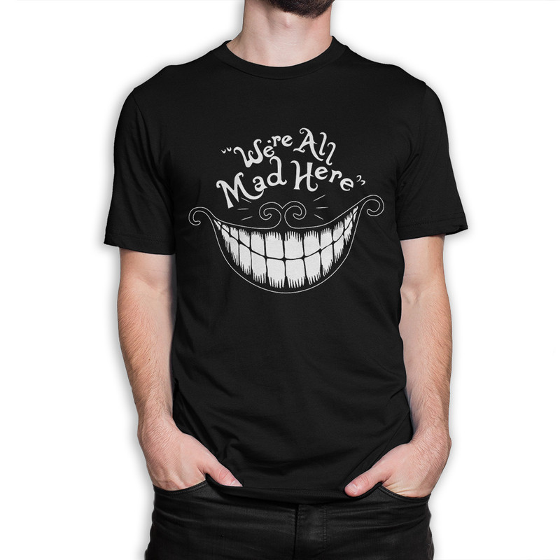 

Футболка мужская Dream Shirts We Are All Mad Here - Чеширский Кот черная XS, Черный, We Are All Mad Here - Чеширский Кот