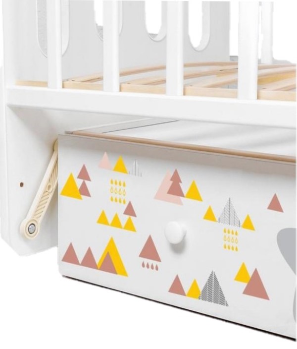 фото Детская кроватка «мишка» на маятнике, с ящиком, цвет белый вдк