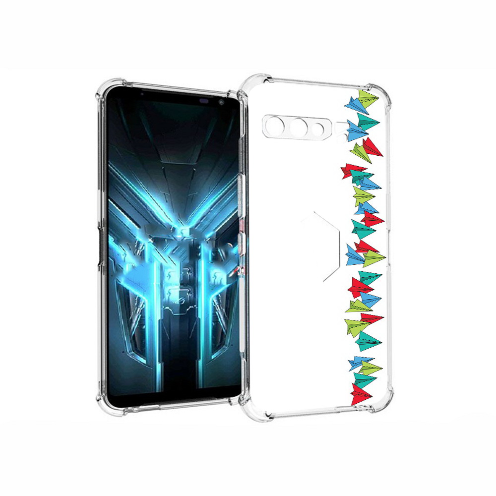 

Чехол MyPads Tocco для Asus ROG Phone 3 самолетики из листочков, Прозрачный, Tocco