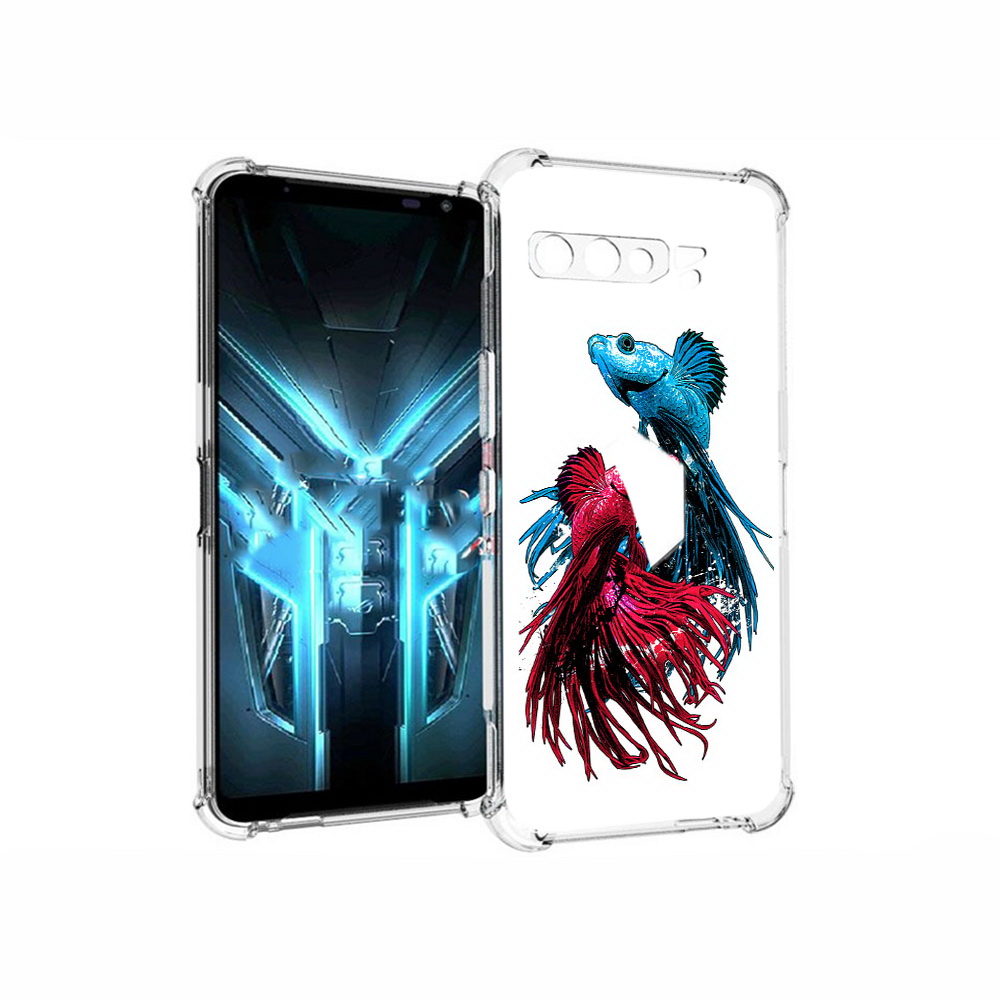 

Чехол MyPads Tocco для Asus ROG Phone 3 рыбы петушки, Прозрачный, Tocco