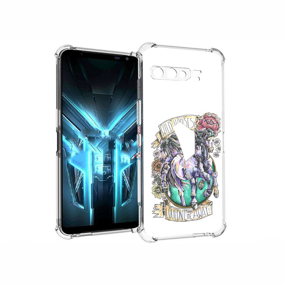 Чехол MyPads Tocco для Asus ROG Phone 3 рисунок коней в цветах