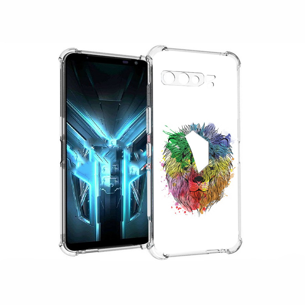 

Чехол MyPads Tocco для Asus ROG Phone 3 разноцветный гордый лев, Прозрачный, Tocco