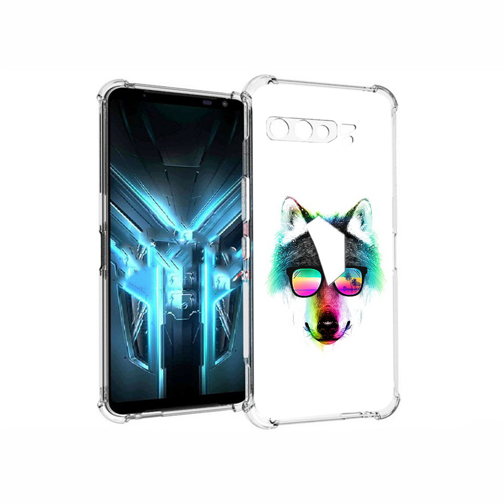 

Чехол MyPads Tocco для Asus ROG Phone 3 радужный волк, Прозрачный, Tocco