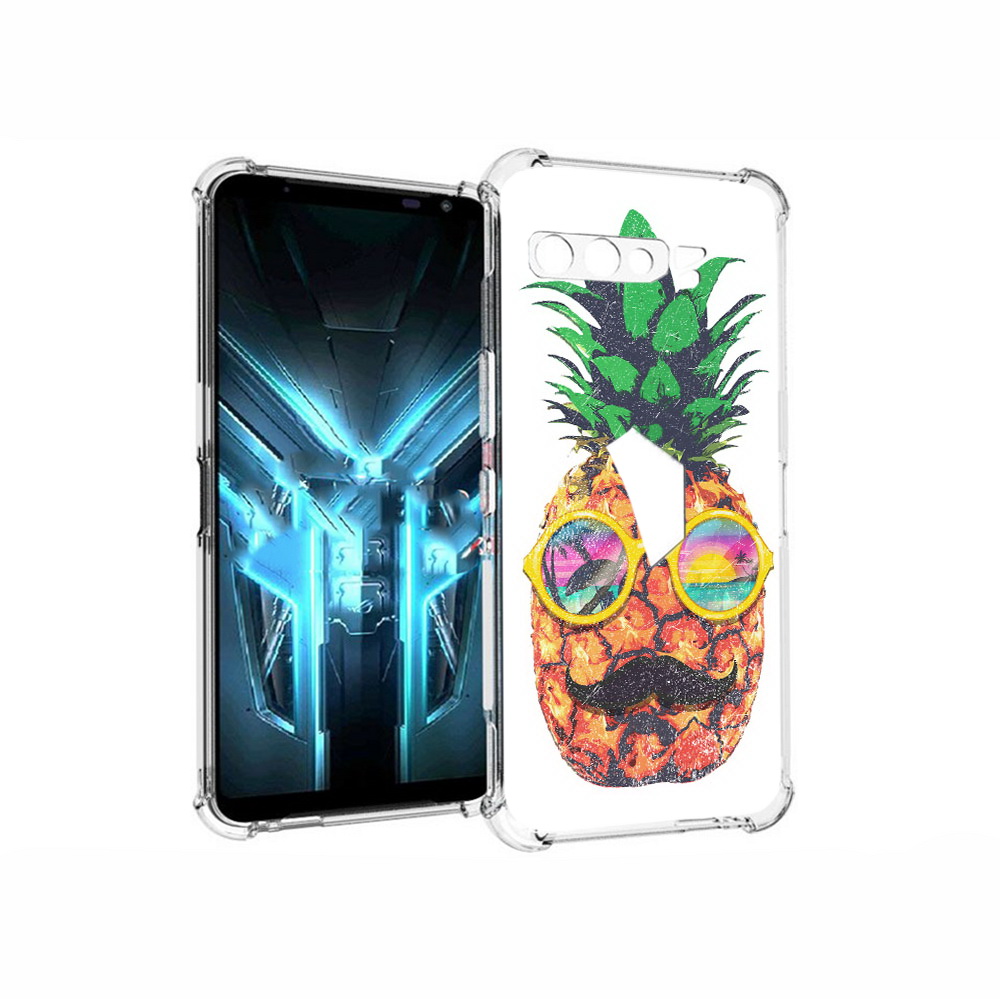

Чехол MyPads Tocco для Asus ROG Phone 3 прикольный ананас с лицом, Прозрачный, Tocco