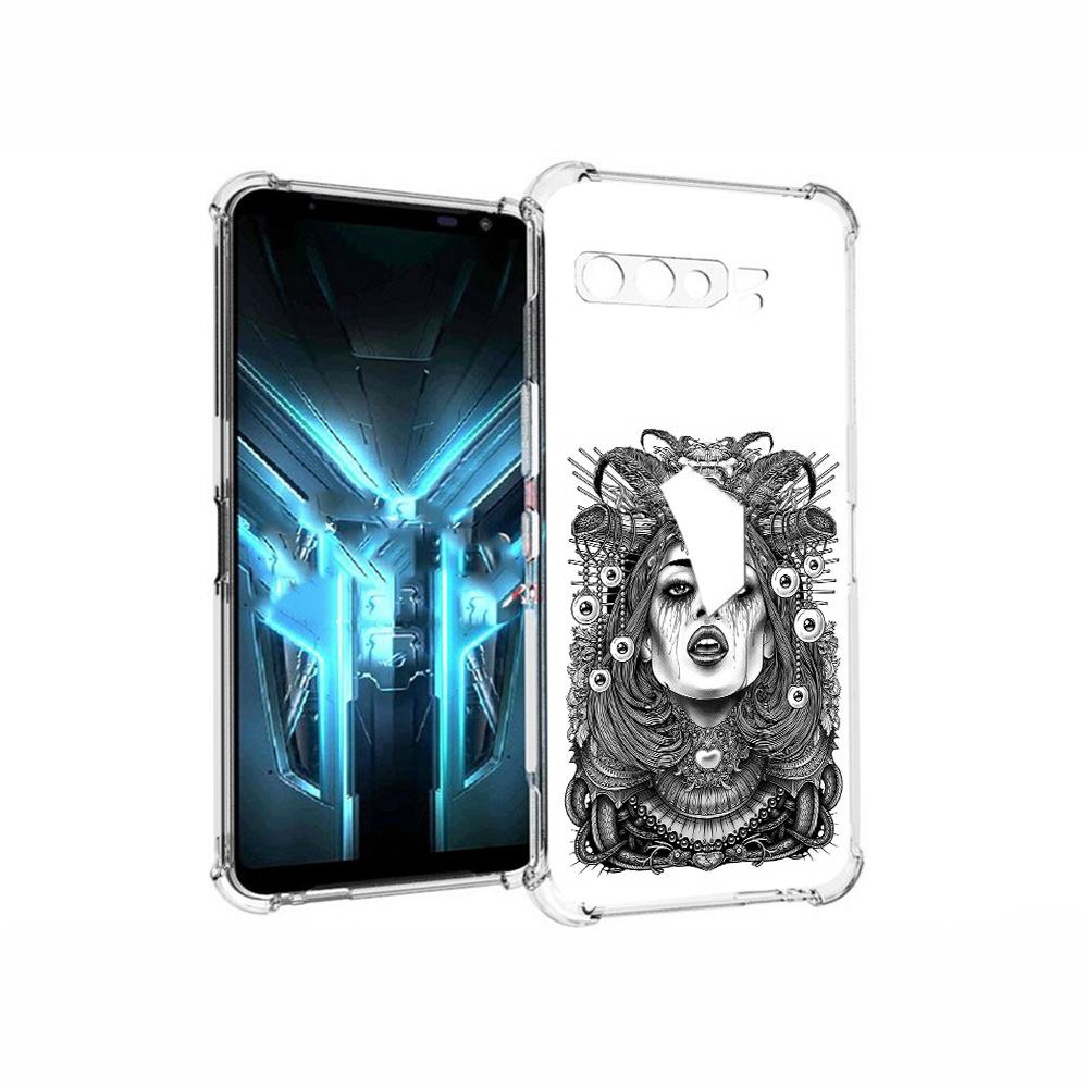 

Чехол MyPads Tocco для Asus ROG Phone 3 портрет девушки черно белый, Прозрачный, Tocco