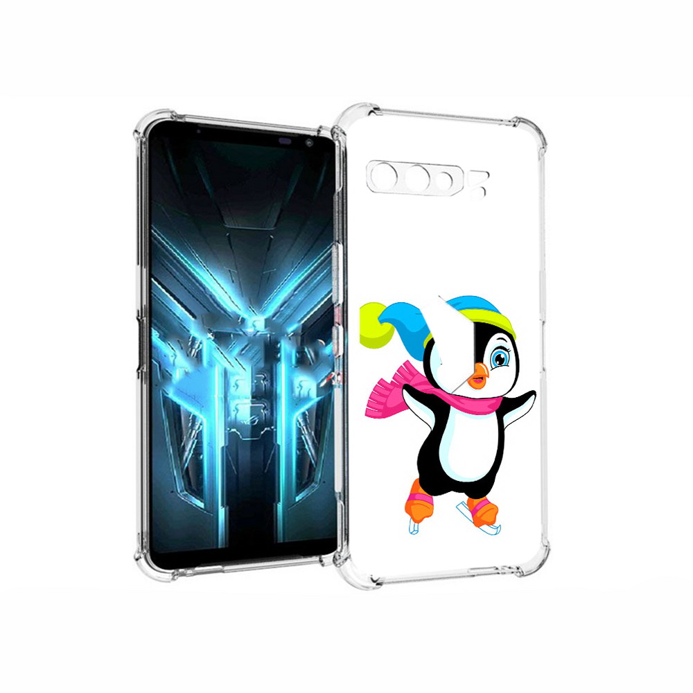 

Чехол MyPads Tocco для Asus ROG Phone 3 пингвин на коньках, Прозрачный, Tocco