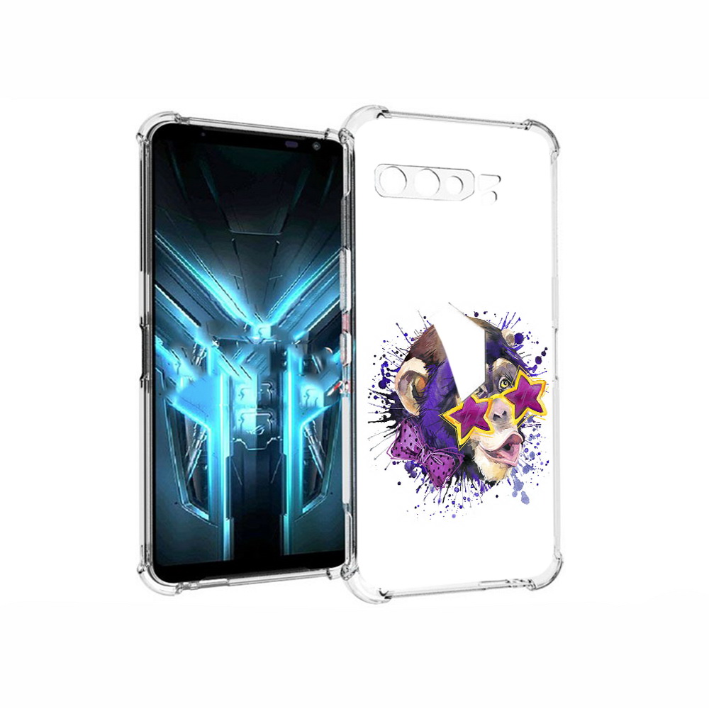 

Чехол MyPads Tocco для Asus ROG Phone 3 обезьяна в очках, Прозрачный, Tocco