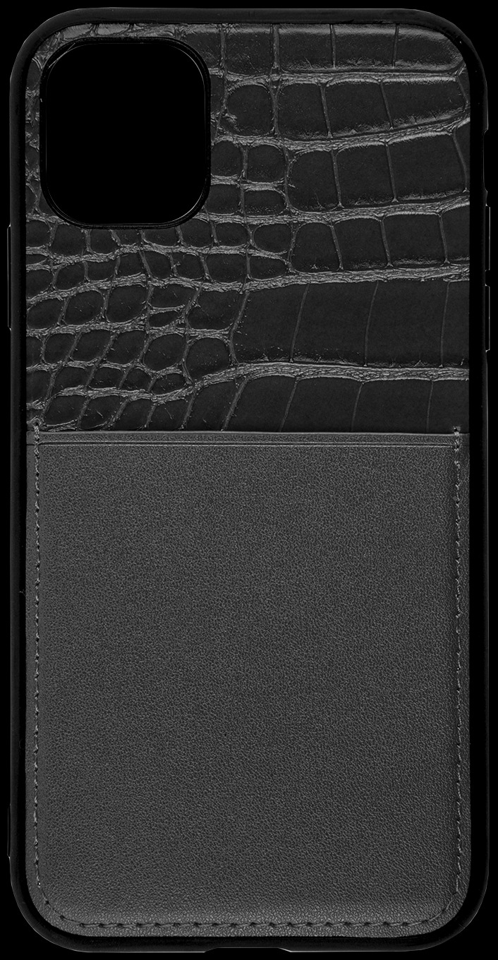 Накладка силикон + кожа LuxCase для iPhone 11 Pro Max cо строкой Black