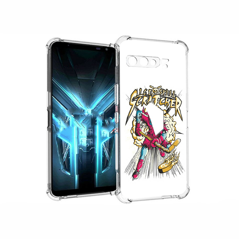 

Чехол MyPads Tocco для Asus ROG Phone 3 нарисованный скелет хоккеист, Прозрачный, Tocco