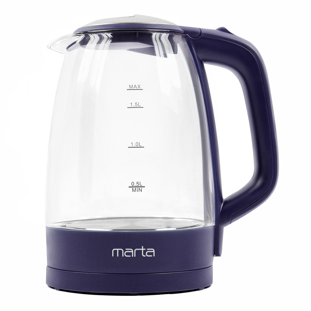 Чайник электрический Marta MT-1097 1.7 л прозрачный, фиолетовый