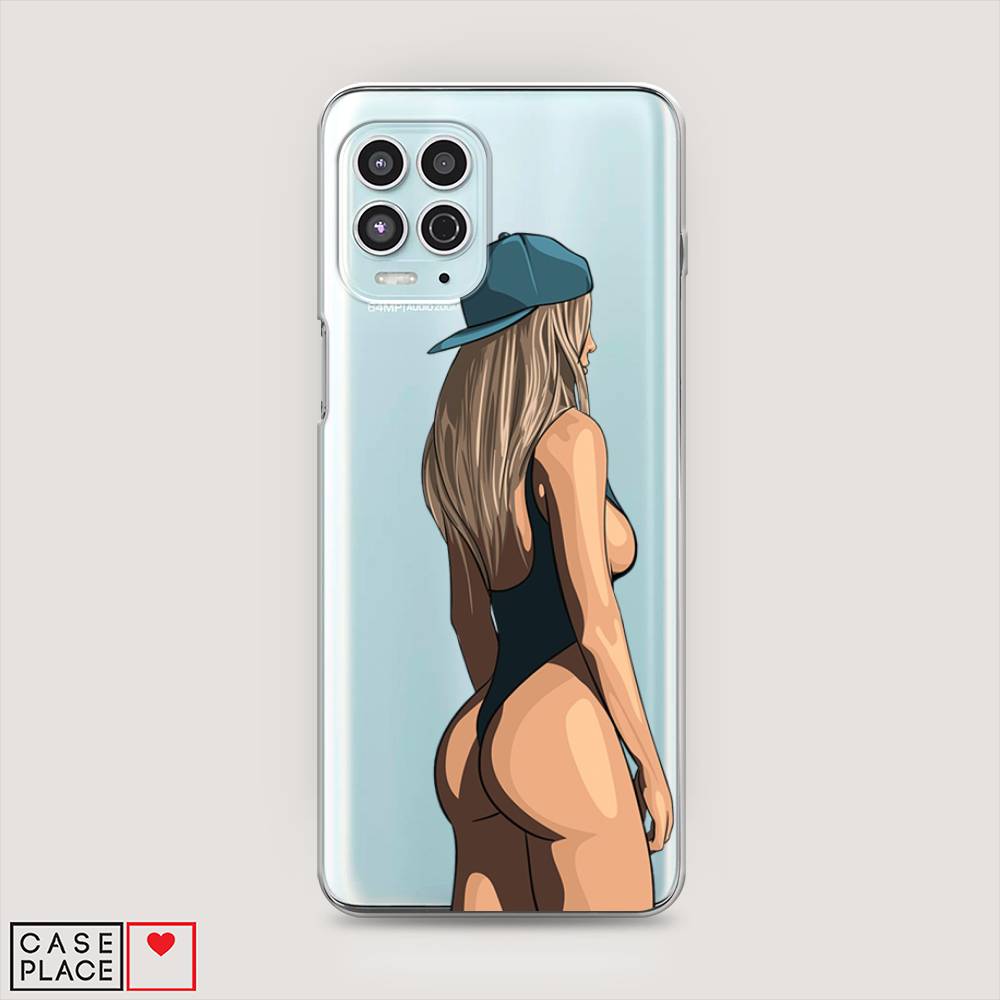 

Чехол на Motorola Moto G100 "Девушка в черном купальнике", Зеленый;бежевый;черный, 241650-6