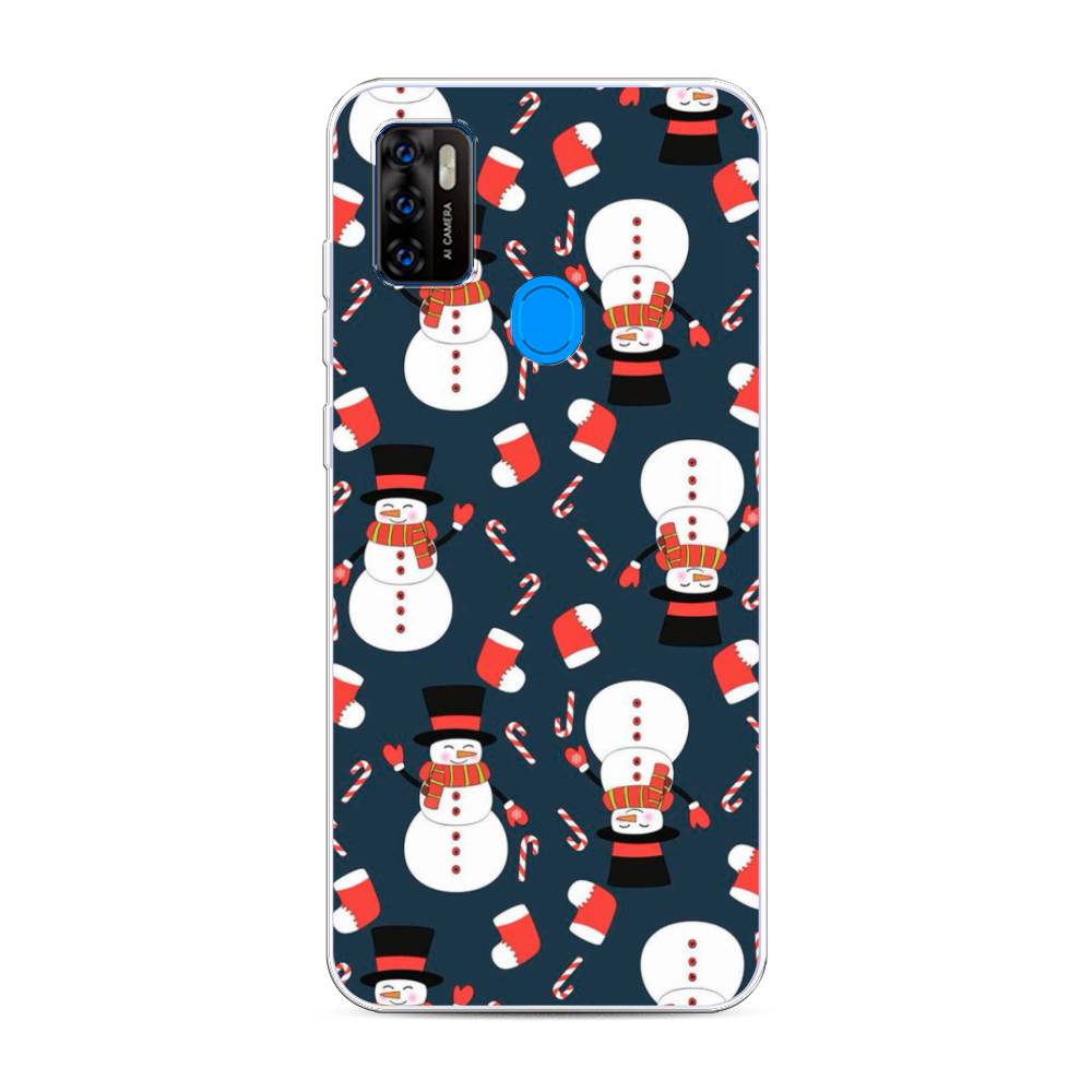 

Чехол на ZTE Blade A7s 2020 "Синие снеговики", Синий;белый;красный, 133950-5