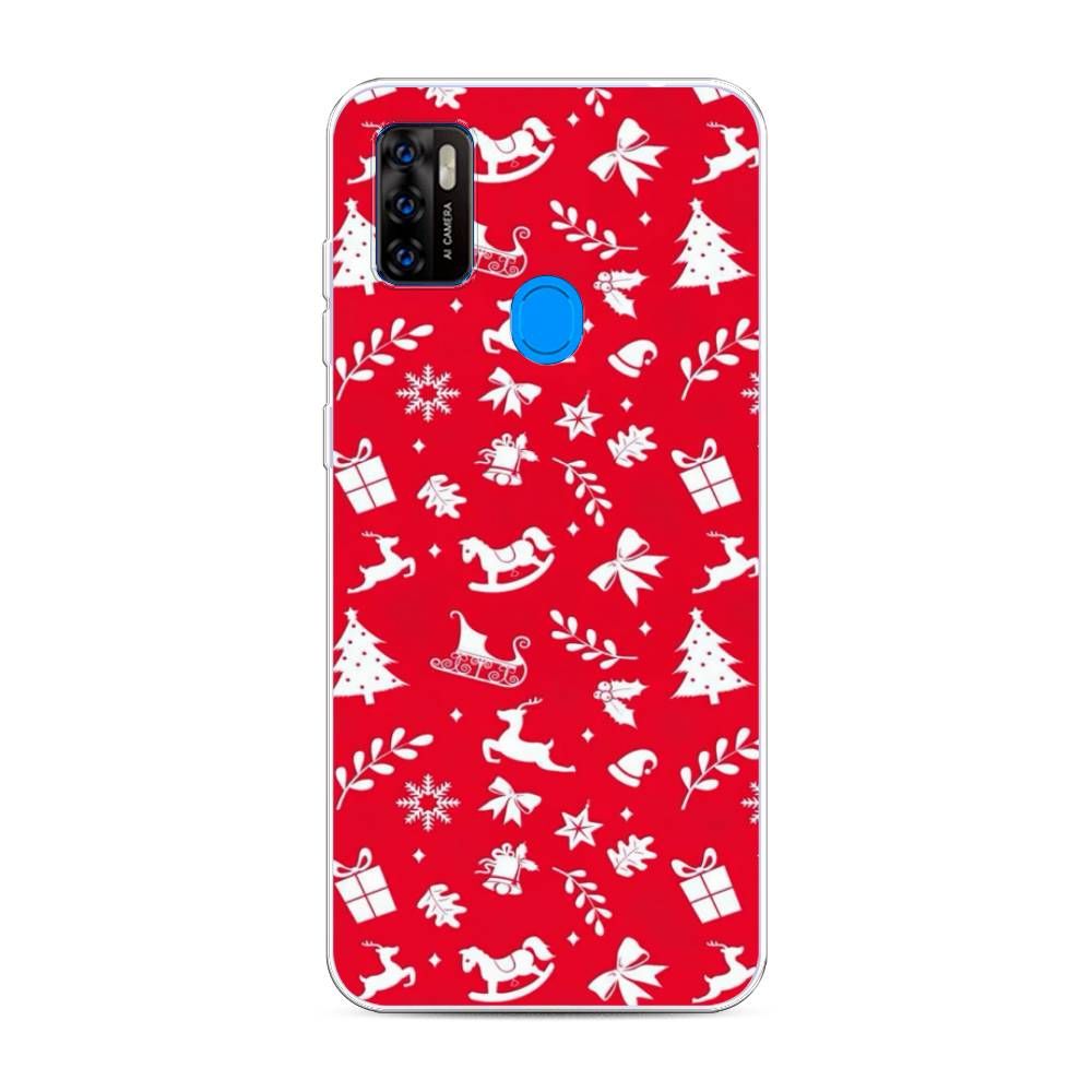 

Чехол на ZTE Blade A7s 2020 "Красный новогодний фон", Красный;белый, 133950-5