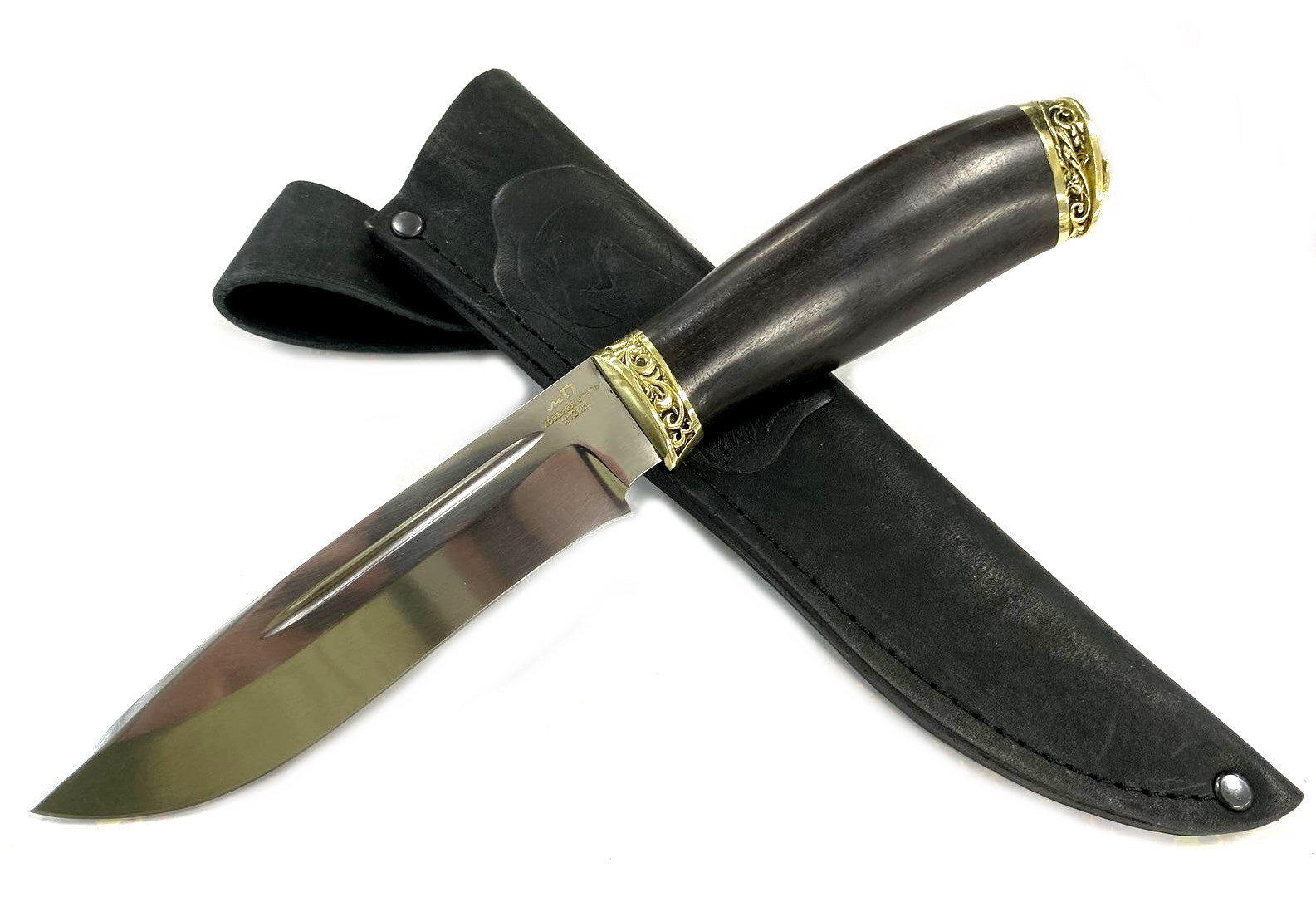 Нож МП Дикарь Х12МФ, черный граб, латунь