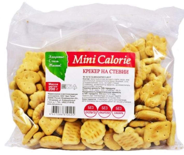 Крекер Mini Calorie Диет Пром постные, на стевии, 200 г х 2 шт