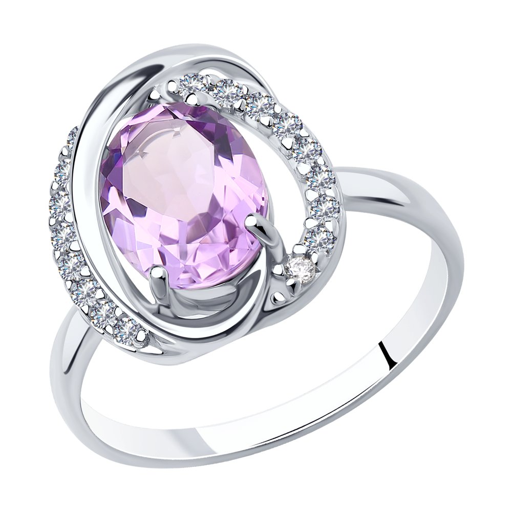 

Кольцо из серебра р. 17,5 SOKOLOV 92011940, аметист\фианит, 92011940
