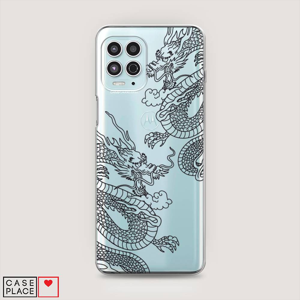 

Чехол на Motorola Moto G100 "Два китайских дракона", Серый;черный, 241650-1