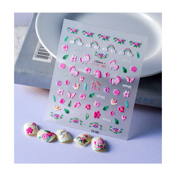 Наклейки для ногтей Abero Радуга и цветы