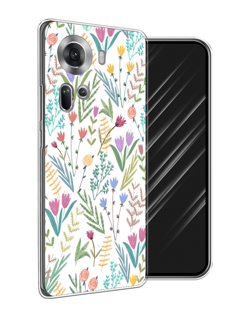 

Чехол Awog на Oppo Reno 11 (Global) "Полевые цветы рисунок", Белый;зеленый, 2515850-1