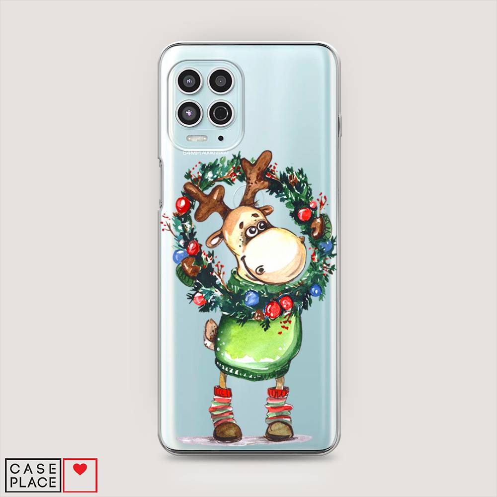 

Чехол на Motorola Moto G100 "Олень с новогодним венком", 241650-4