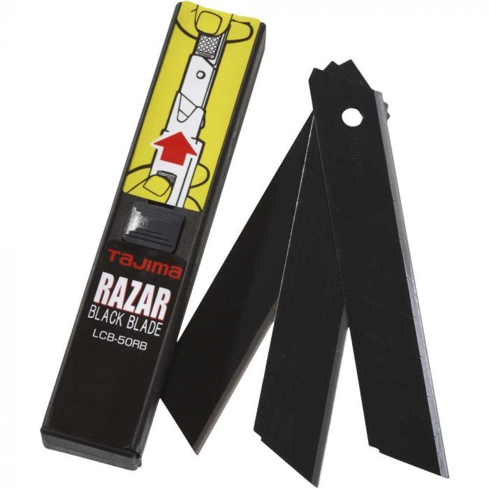 Лезвие для ножа строительного Tajima Razar LB50RBC Black 18 мм 10 шт лезвия сменные сегментированные black line 10 шт 18 мм startul st0920 18