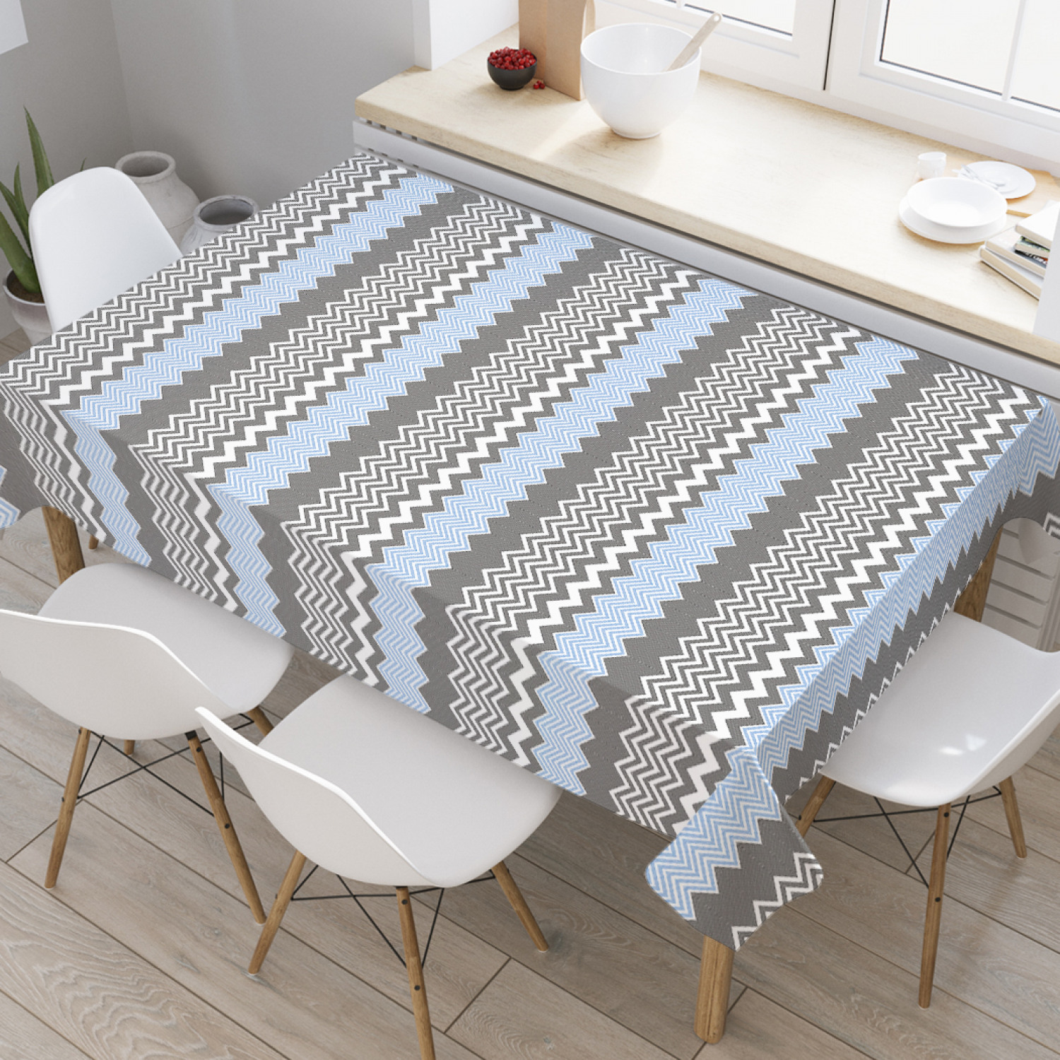 

Скатерть прямоугольная JoyArty "Этнические полосы" из оксфорда, 120x145 см, Серый, Этнические полосы