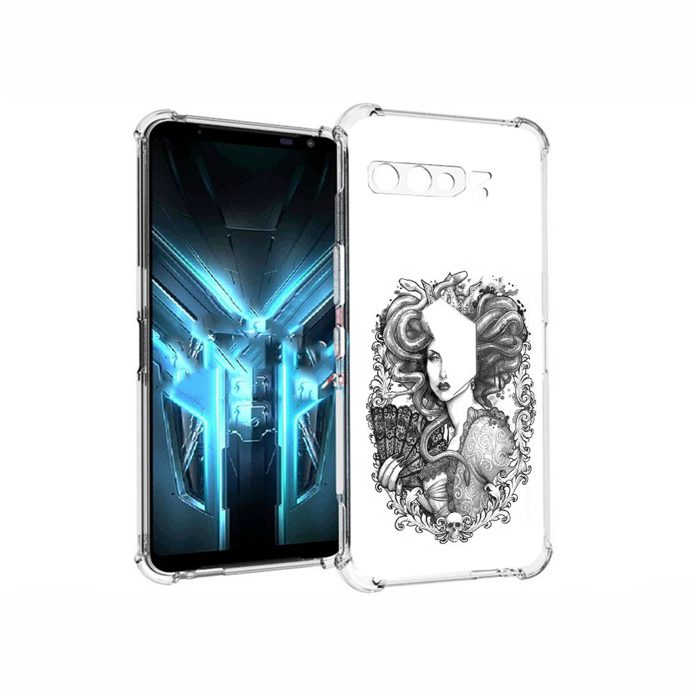 

Чехол MyPads Tocco для Asus ROG Phone 3 медуза черно белый, Прозрачный, Tocco
