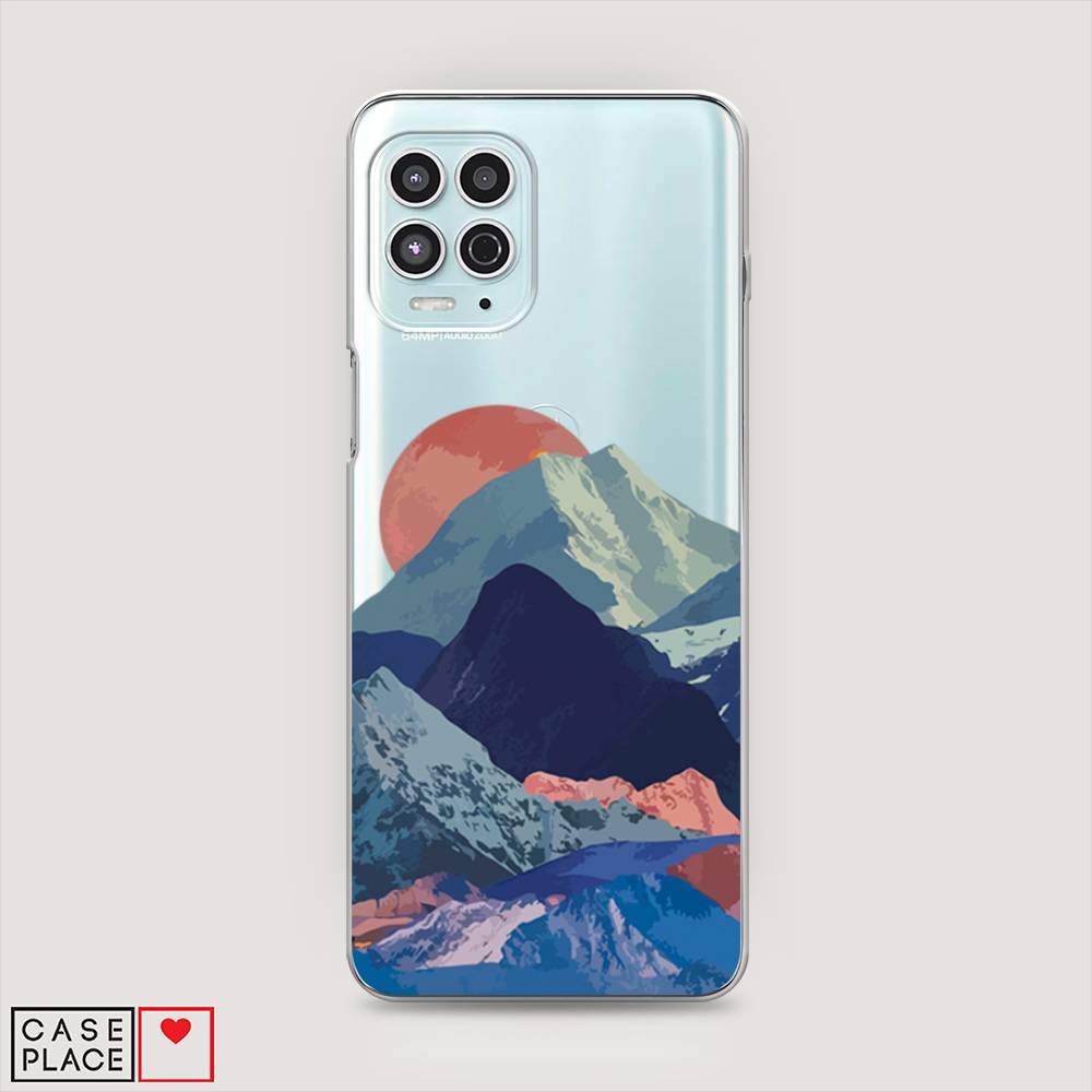 

Чехол на Motorola Moto G100 "Закат в снежных горах", Красный;серый;голубой, 241650-2