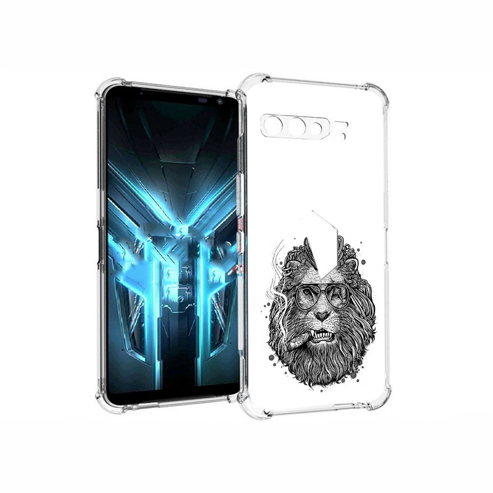 

Чехол MyPads Tocco для Asus ROG Phone 3 курящий лев, Прозрачный, Tocco