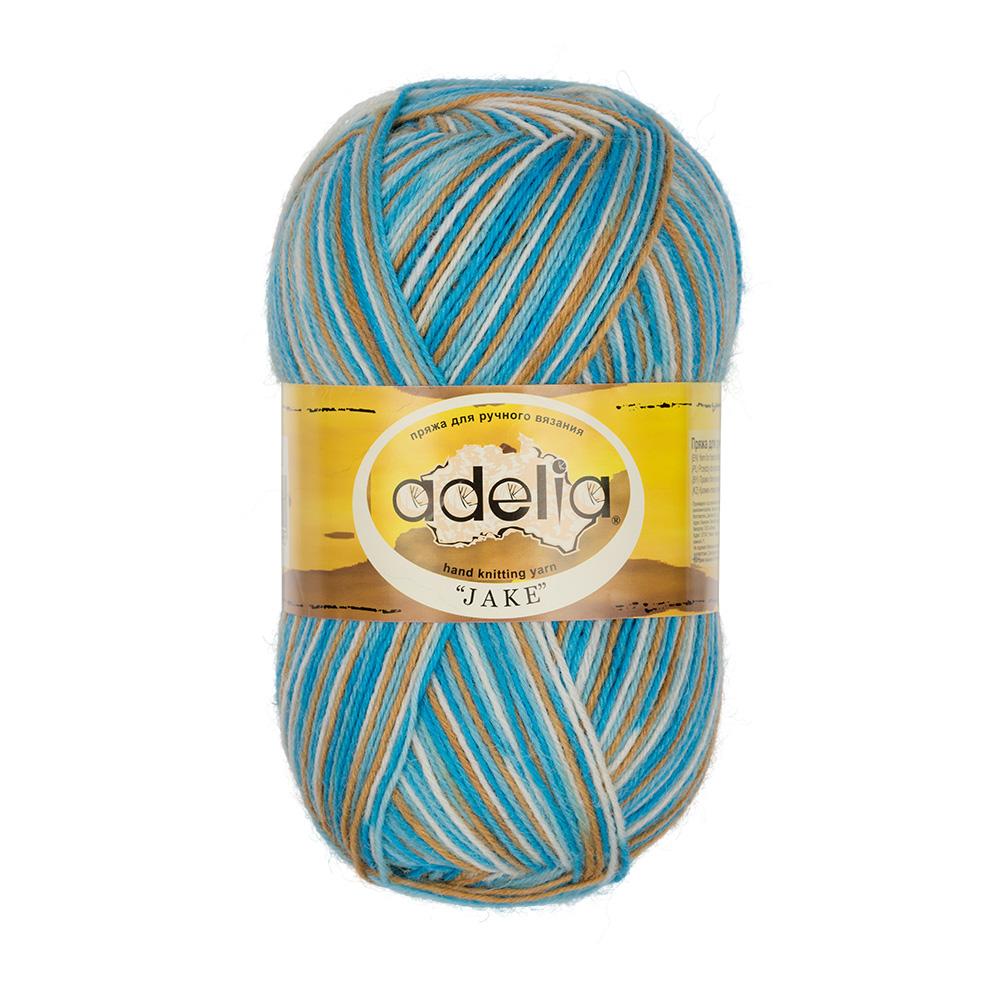 

Пряжа Adelia Jake белый, песочный, бирюзовый, голубой, Разноцветный, Jake