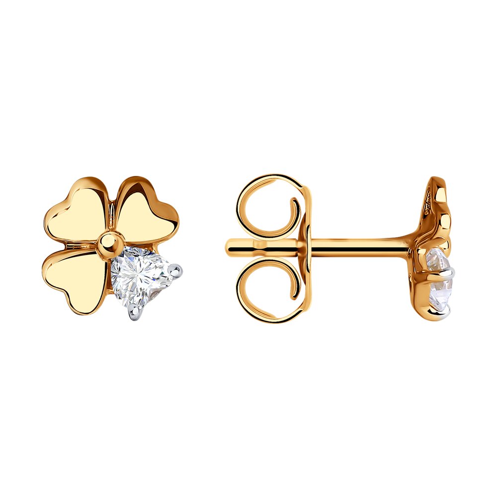 

Серьги пусеты из красного золота SOKOLOV 029762, фианит, 029762