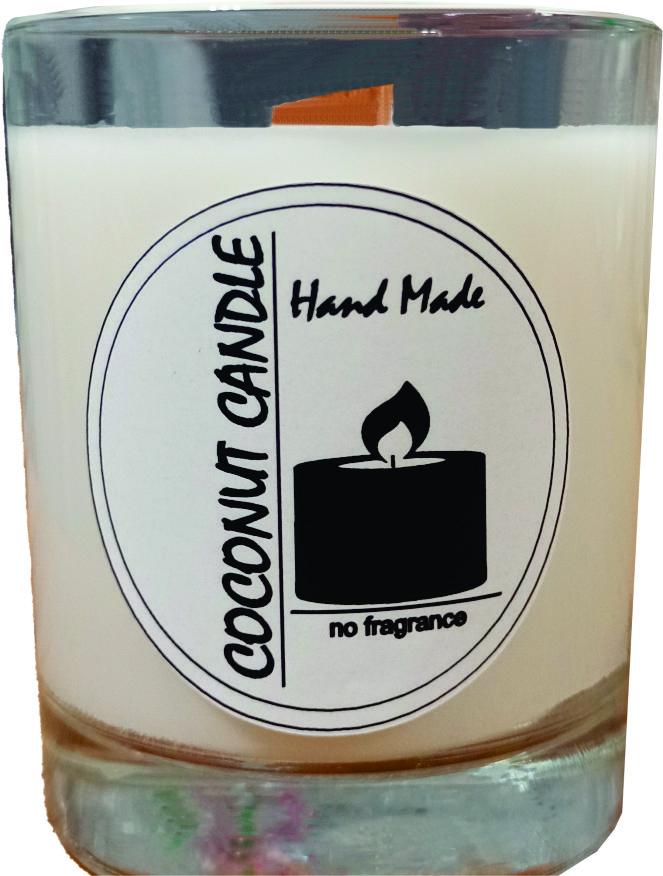 Свеча в стакане HAND MADE с деревянным фитилем на кокосовом воске б/а 280мл 9x7см. 1шт.