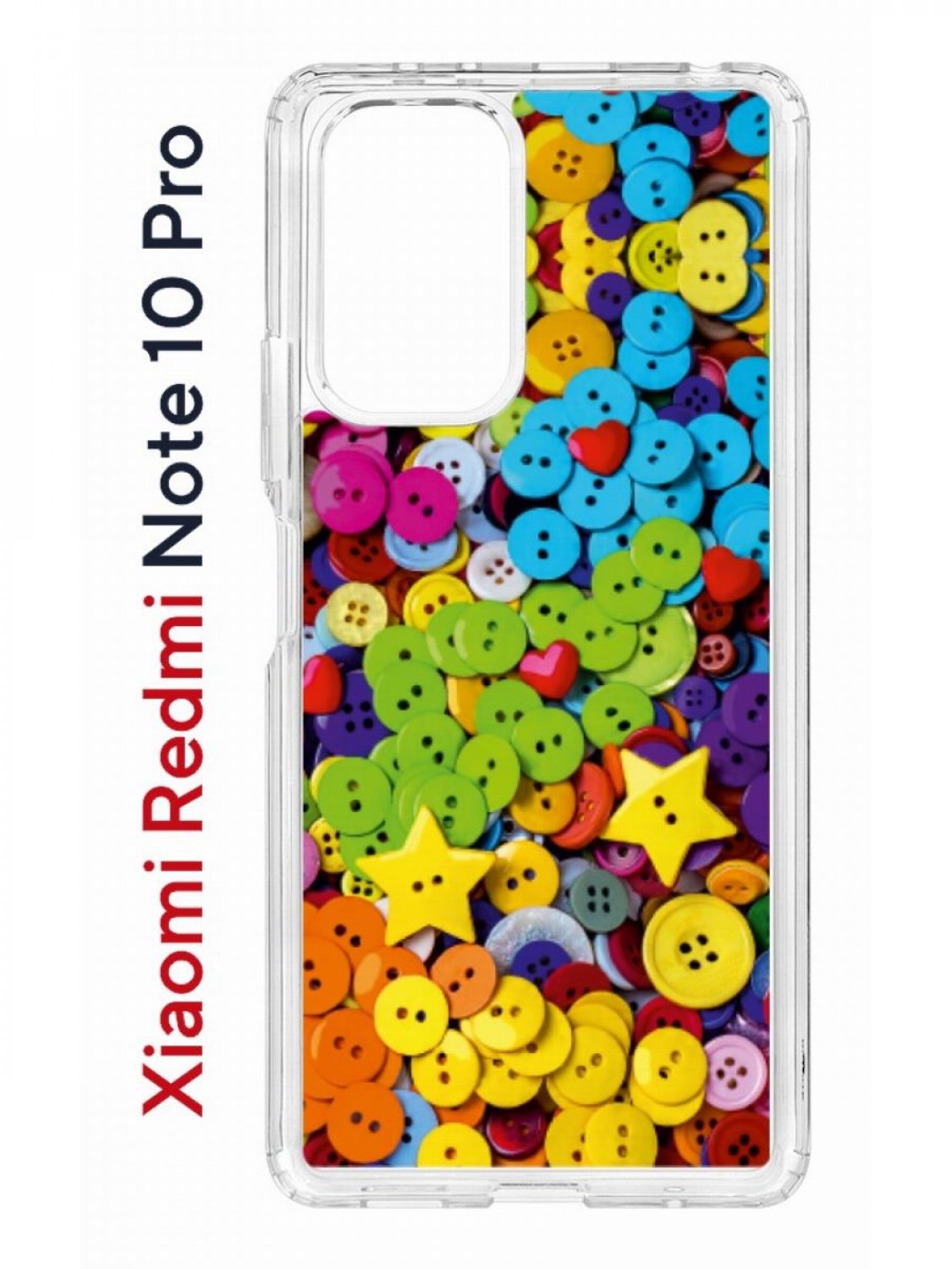 Чехол на Xiaomi Redmi Note 10 Pro Kruche Print Пуговки,противоударный бампер с принтом