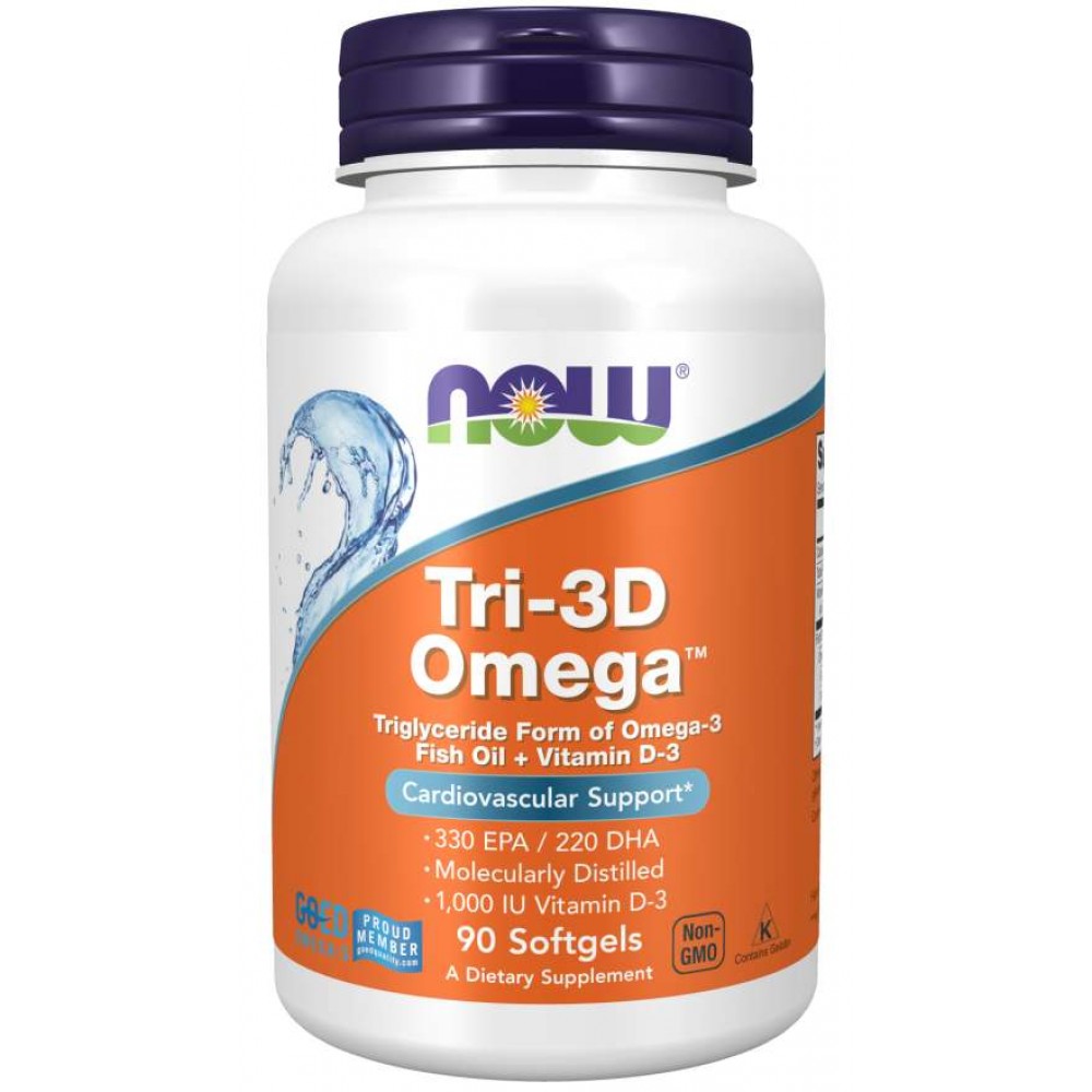 Жирные кислоты NOW TRI-3D Omega капсул 90 шт.