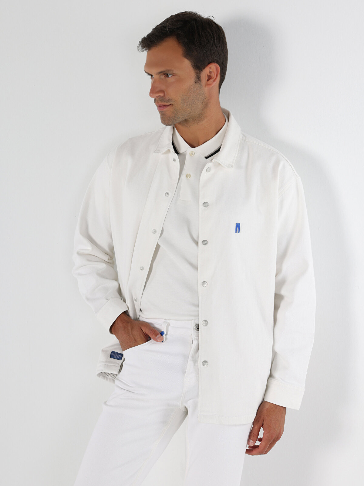 Джинсовая куртка мужская COLIN'S CL1064458 белая S