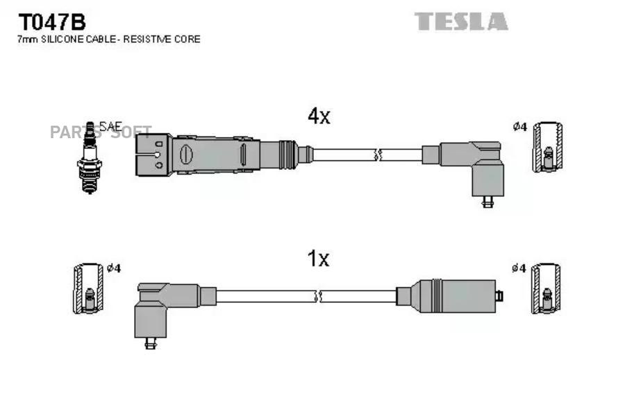 

Провода зажигания Tesla t047b