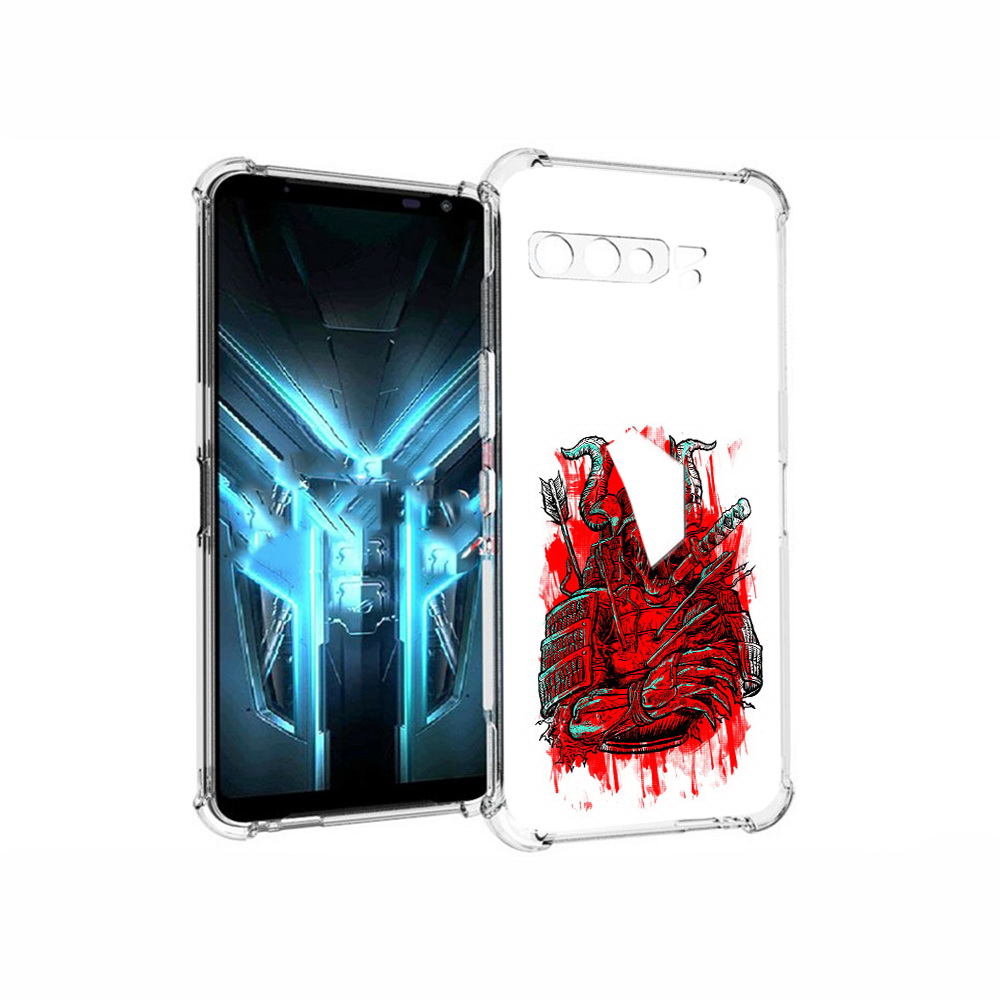 

Чехол MyPads Tocco для Asus ROG Phone 3 красный скелет воин, Прозрачный, Tocco